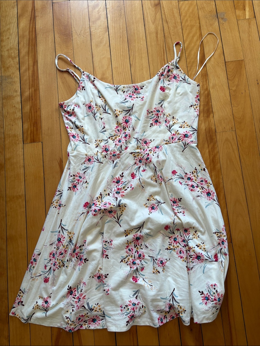 White Floral Spaghetti Strap Sundress